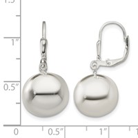 Sterling Silver 14mm Ball Dangle Leverback Earrings view 4