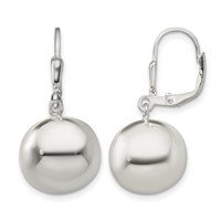 Sterling Silver 14mm Ball Dangle Leverback Earrings view 1