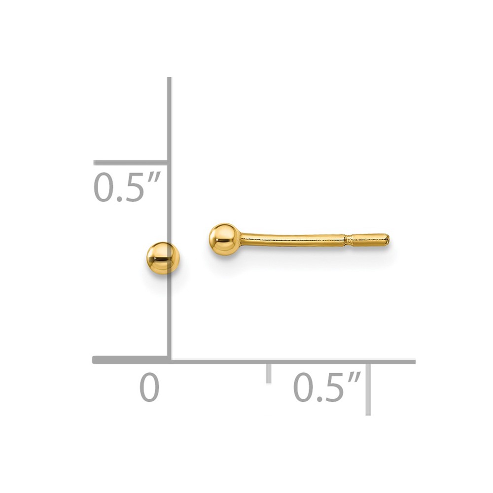 Sterling Silver Gold-Tone Polished 2mm Ball Post Earrings (QE13328)