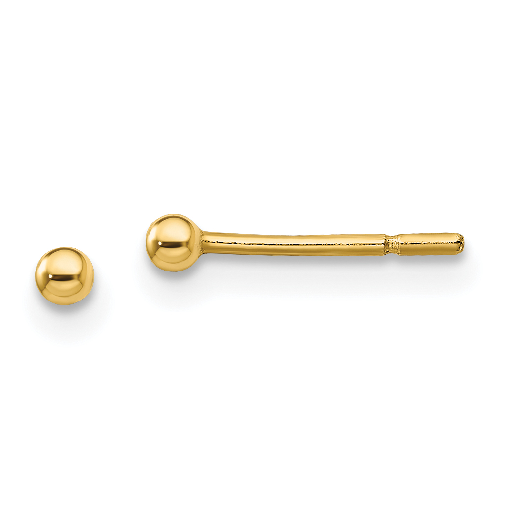 Sterling Silver Gold-Tone Polished 2mm Ball Post Earrings (QE13328)
