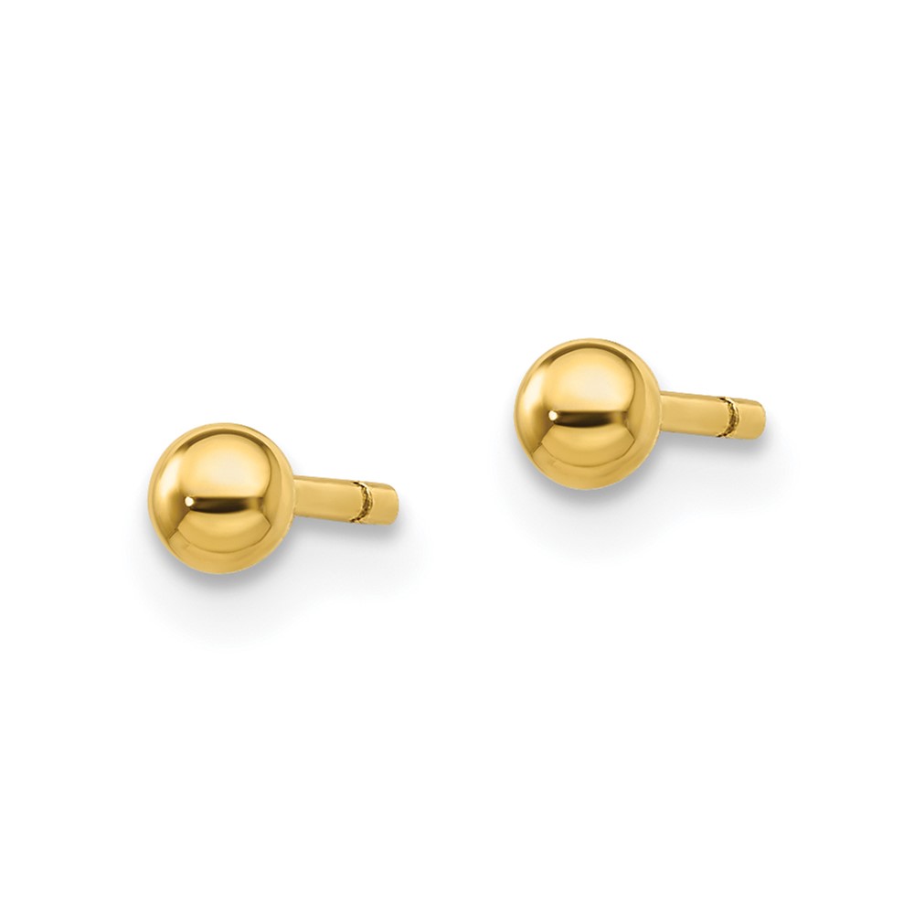 Sterling Silver Gold-Tone Polished 3mm Ball Post Earrings (QE13329)