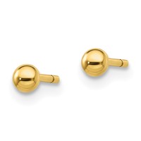Sterling Silver Gold-Tone Polished 3mm Ball Post Earrings view 2