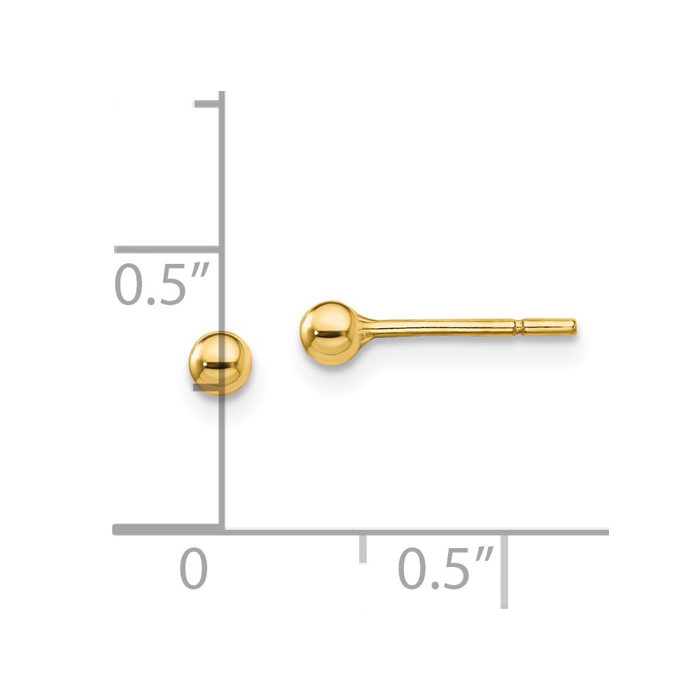 Sterling Silver Gold-Tone Polished 3mm Ball Post Earrings (QE13329)