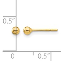 Sterling Silver Gold-Tone Polished 3mm Ball Post Earrings view 4