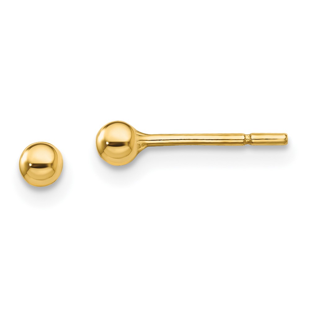 Sterling Silver Gold-Tone Polished 3mm Ball Post Earrings (QE13329)