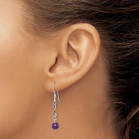 Sterling Silver Polished & Antiqued Amethyst Swirl Dangle Earrings view 3