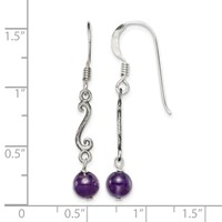 Sterling Silver Polished & Antiqued Amethyst Swirl Dangle Earrings view 4