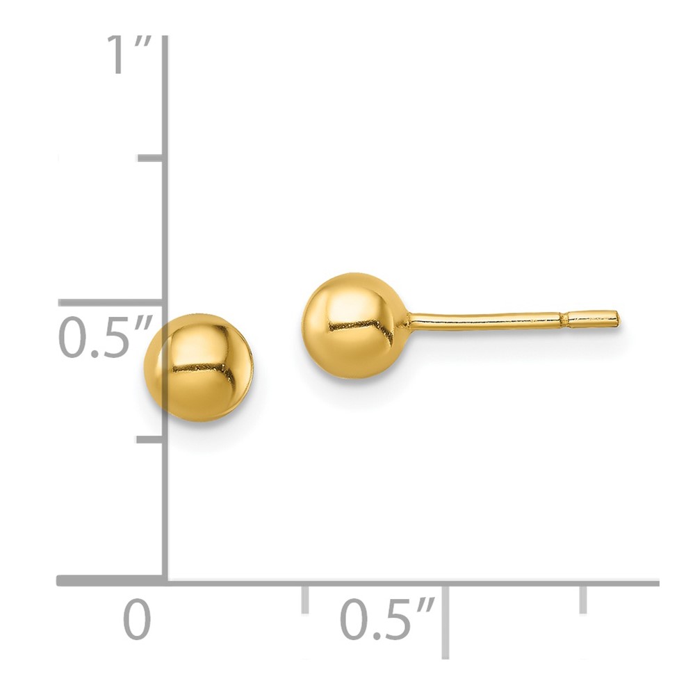 Sterling Silver Gold-Tone Polished 5mm Ball Post Earrings (QE13331)