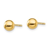 Sterling Silver Gold-Tone Polished 6mm Ball Post Earrings view 2