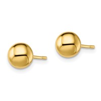 Sterling Silver Gold-Tone Polished 7mm Ball Post Earrings view 2