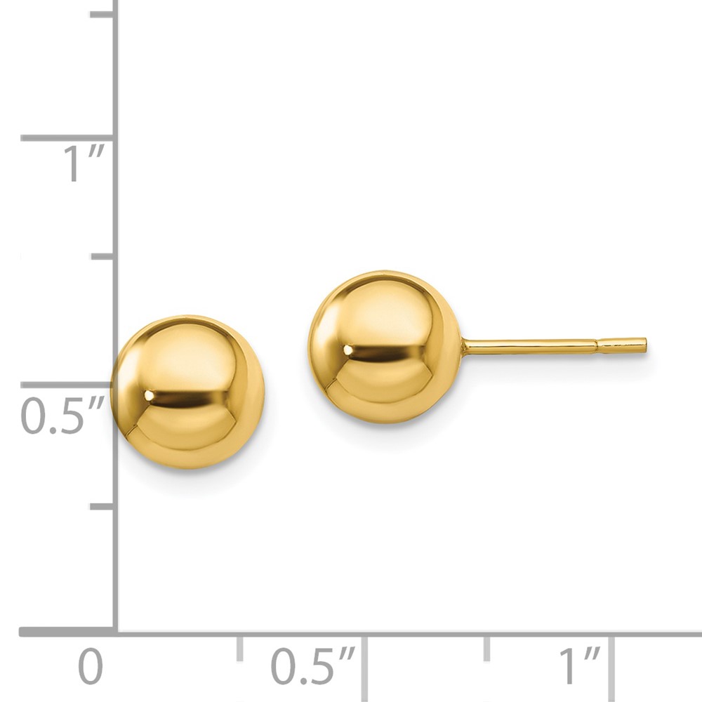 Sterling Silver Gold-Tone Polished 8mm Ball Post Earrings (QE13334)