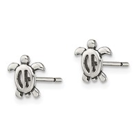 Sterling Silver Antiqued Turtle Post Earrings view 2