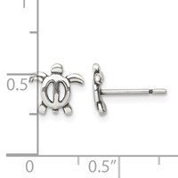 Sterling Silver Antiqued Turtle Post Earrings view 4