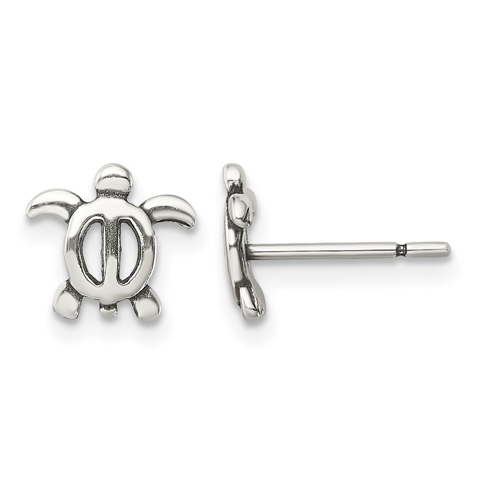 Sterling Silver Antiqued Turtle Post Earrings