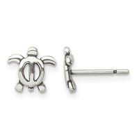 Sterling Silver Antiqued Turtle Post Earrings view 1
