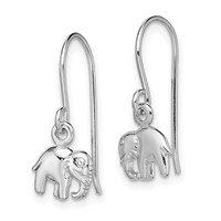 Sterling Silver Rhodium-plated Polished Elephant Dangle Earrings view 2