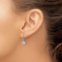 Sterling Silver Rhodium-plated Polished Elephant Dangle Earrings view 3