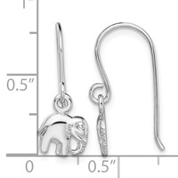 Sterling Silver Rhodium-plated Polished Elephant Dangle Earrings view 4