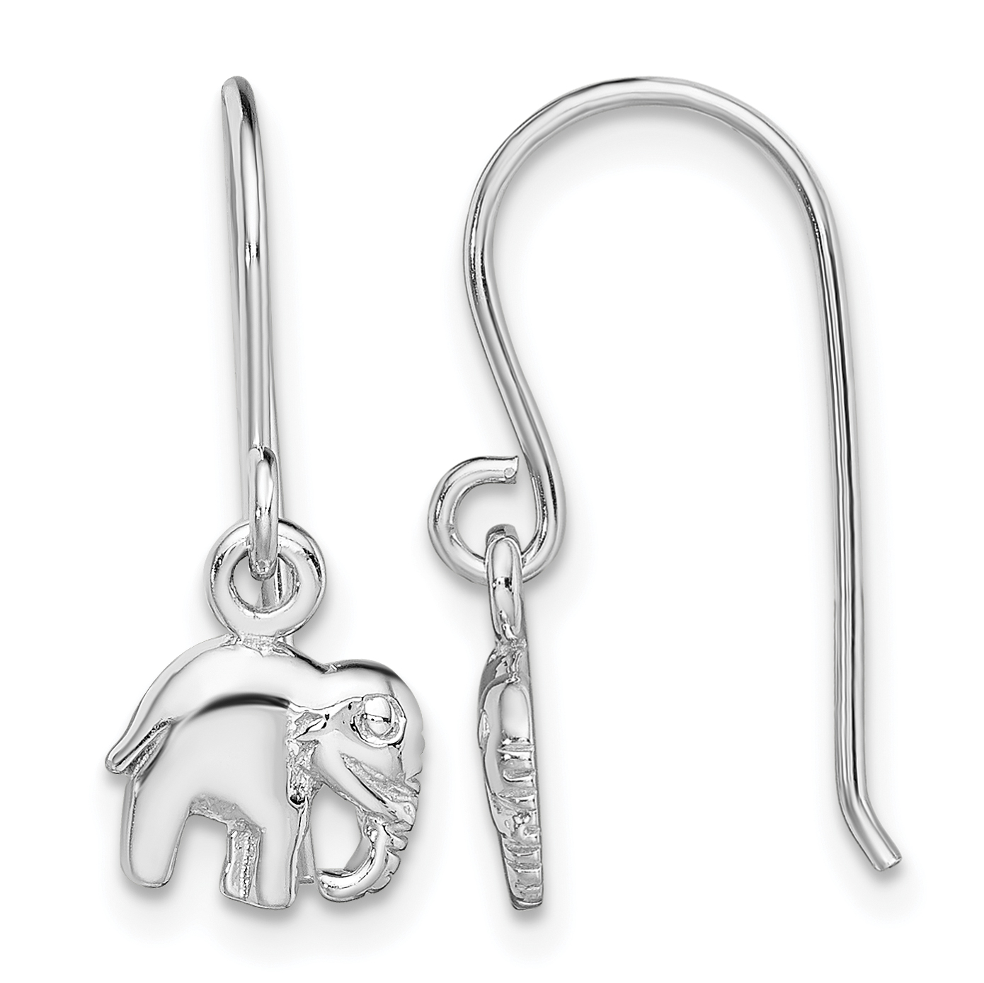 Sterling Silver Rhodium-plated Polished Elephant Dangle Earrings (QE13351)
