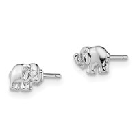 Sterling Silver Rhodium-plated CZ Elephant Post Earrings view 2