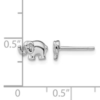 Sterling Silver Rhodium-plated CZ Elephant Post Earrings view 4