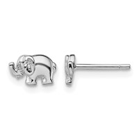 Sterling Silver Rhodium-plated CZ Elephant Post Earrings view 1