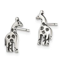 Sterling Silver Antiqued Giraffe Post Earrings view 2