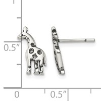 Sterling Silver Antiqued Giraffe Post Earrings view 4