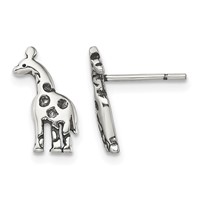 Sterling Silver Antiqued Giraffe Post Earrings view 1