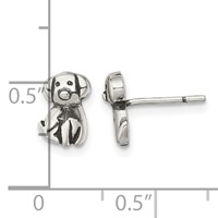 Sterling Silver Antiqued Dog Post Earrings view 4