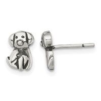 Sterling Silver Antiqued Dog Post Earrings view 1