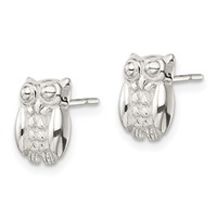Sterling Silver Polished Owl Post Earrings view 2