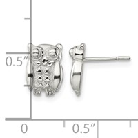 Sterling Silver Polished Owl Post Earrings view 4