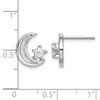 Sterling Silver RH-plate Enamel Glitter Fabric Moon CZ Star Earrings view 4