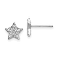 Sterling Silver Rhodium-plated CZ Star and Moon Post Earrings view 5