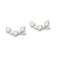 Sterling Silver Polished 3-Heart Post Earrings view 2