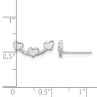 Sterling Silver Polished 3-Heart Post Earrings view 4