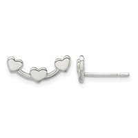 Sterling Silver Polished 3-Heart Post Earrings view 1