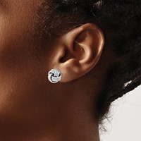 Sterling Silver Rhodium-plate Textured Polished Love Knot Earrings view 3
