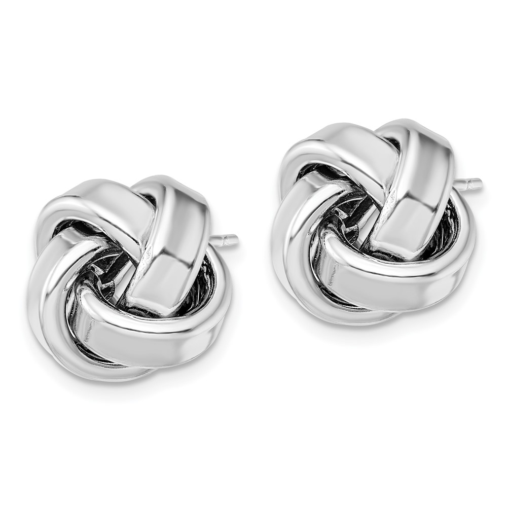 Sterling Silver Rhodium Plated Polished Love Knot Post Earrings (QE13407)
