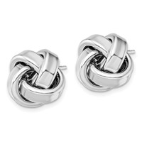 Sterling Silver Rhodium Plated Polished Love Knot Post Earrings view 2