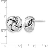 Sterling Silver Rhodium Plated Polished Love Knot Post Earrings view 4