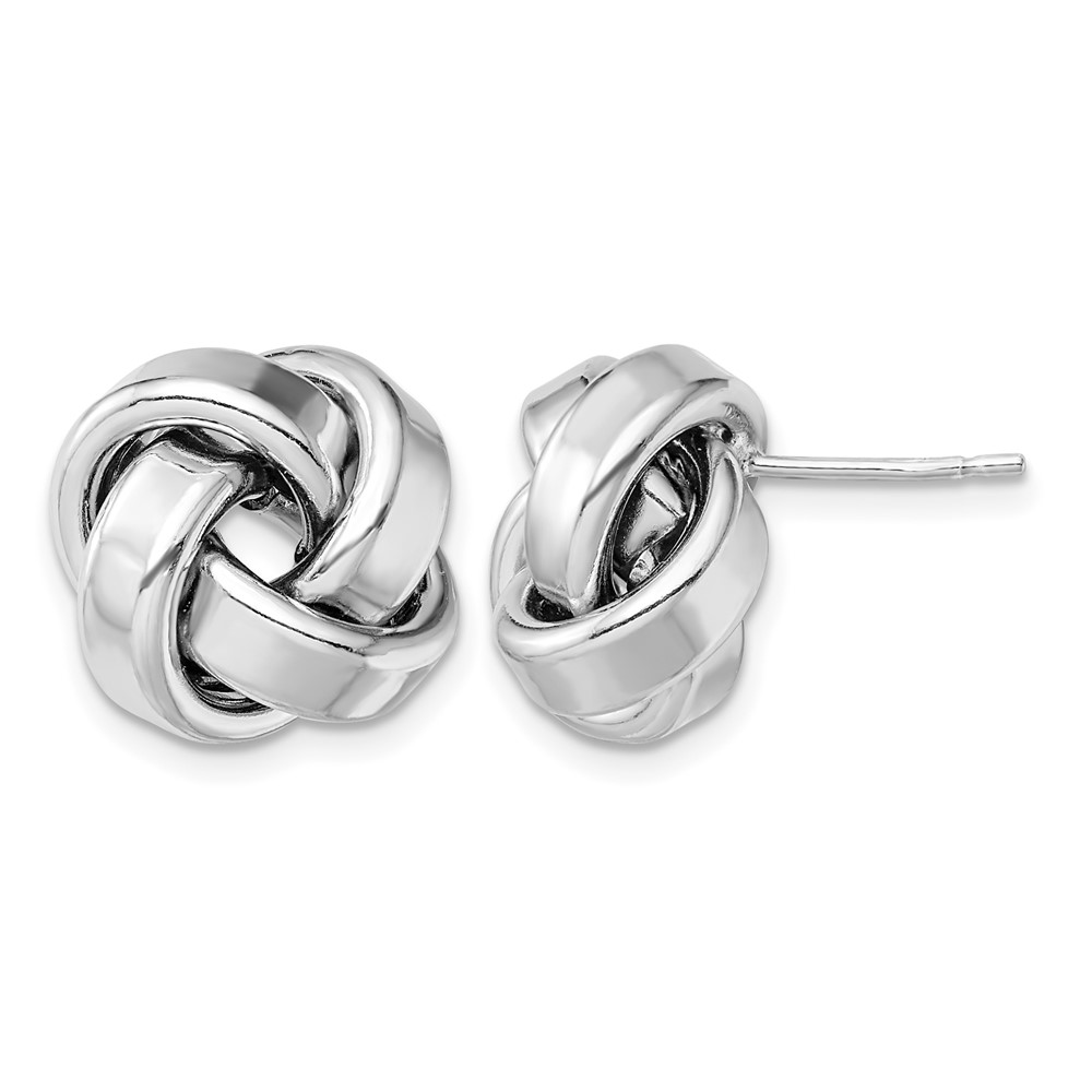 Sterling Silver Rhodium Plated Polished Love Knot Post Earrings (QE13407)