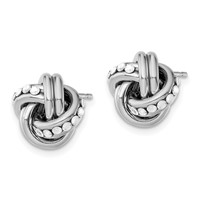 Sterling Silver Rhod. Crystal Textured Polished Love Knot Earrings view 2