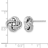 Sterling Silver Rhod. Crystal Textured Polished Love Knot Earrings view 4