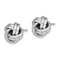 Sterling Silver Rhodium Plated Polished Love Knot Post Earrings view 2