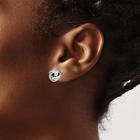 Sterling Silver Rhodium Plated Polished Love Knot Post Earrings view 3