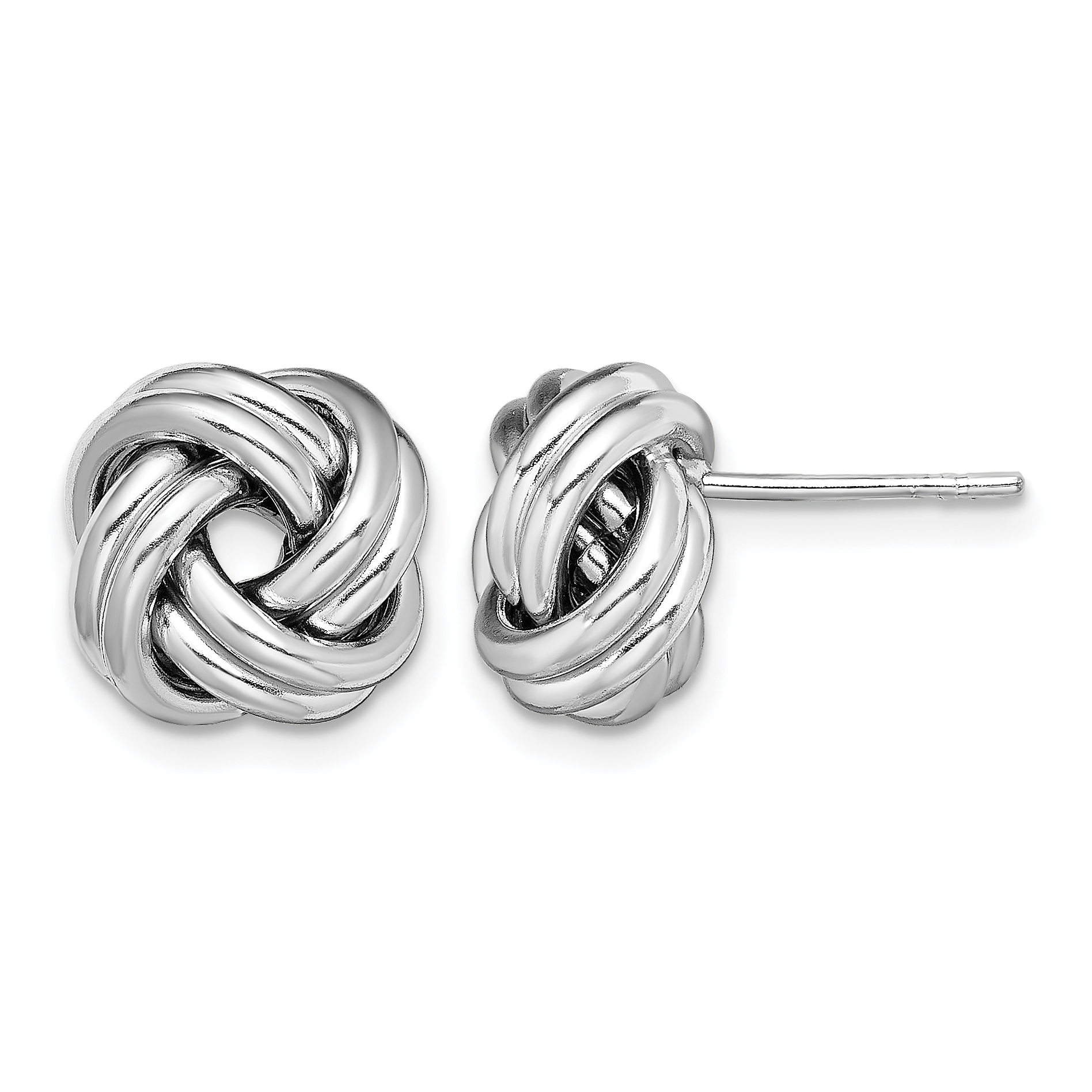 Sterling Silver Rhodium Plated Polished Love Knot Post Earrings (QE13413)