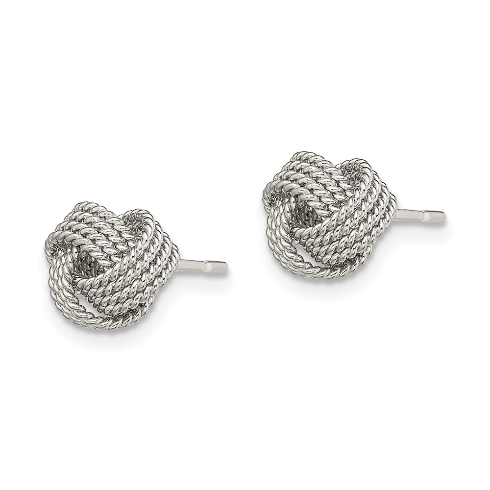 Sterling Silver Rhodium-plated Textured Love Knot Post Earrings (QE13417)