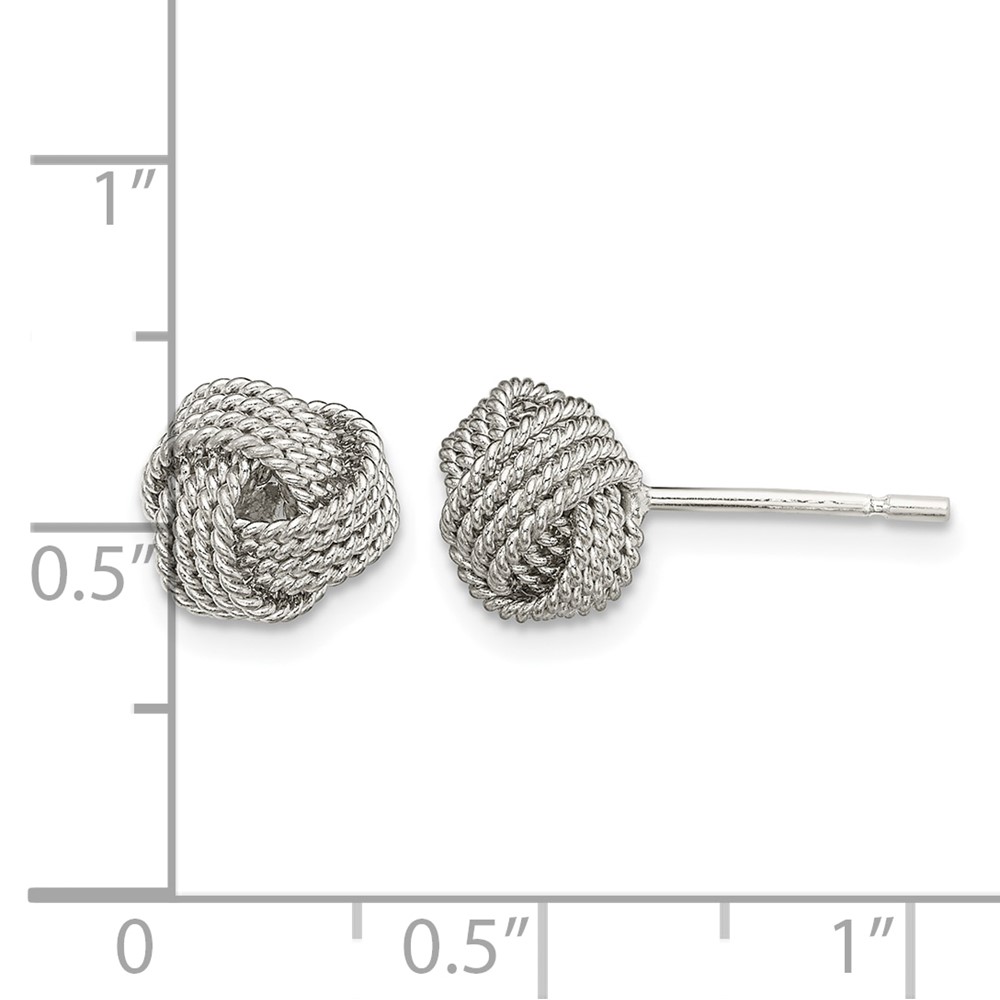 Sterling Silver Rhodium-plated Textured Love Knot Post Earrings (QE13417)